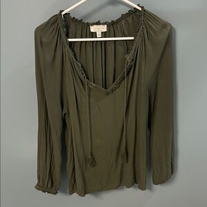 Olive Green Long Sleeve Blouse
